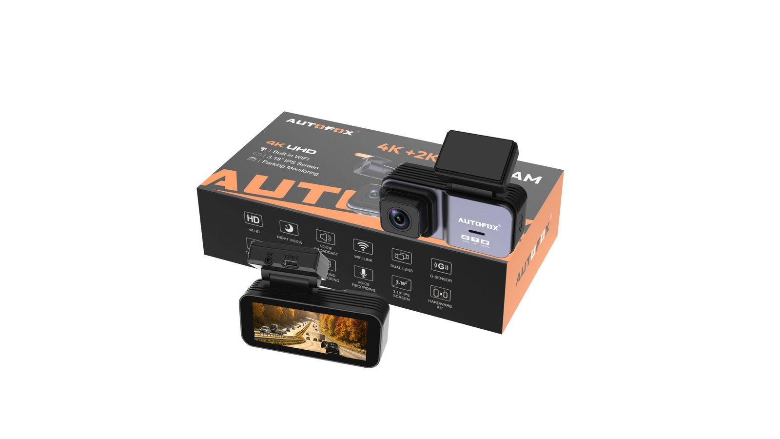 Autofox Dashcam 4K+2K